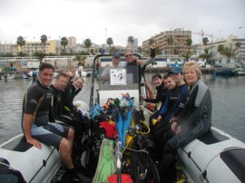 Boat dives in Gran Canaria are best undertaken from small mobile craft such as this RIB to get you to the site and back quickly.