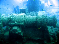 Equipment on the deck of the wreck of the Kalais in Gran Canaria