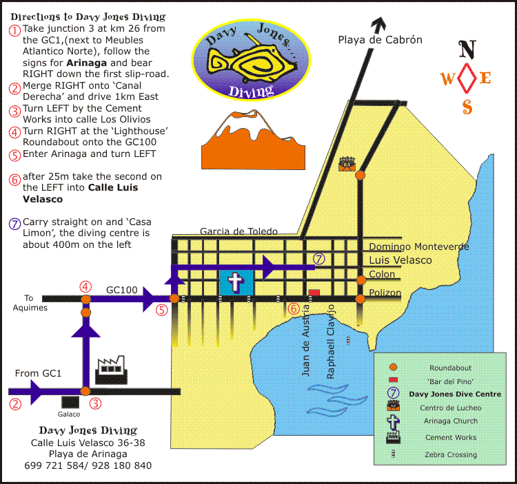 Location of Davy Jones Diving Centre in Gran Canaria