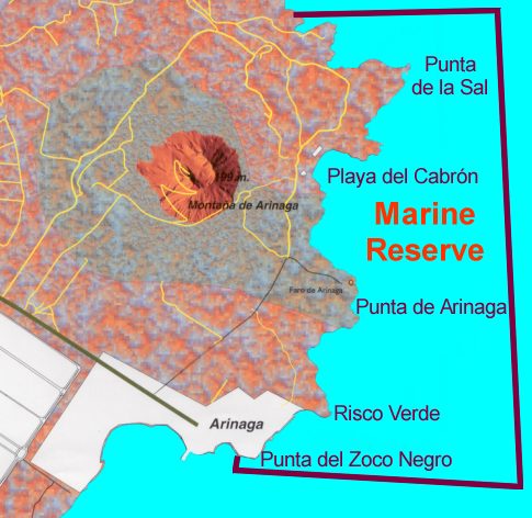 Mapa de la reserva marina del cabrón, Arinaga