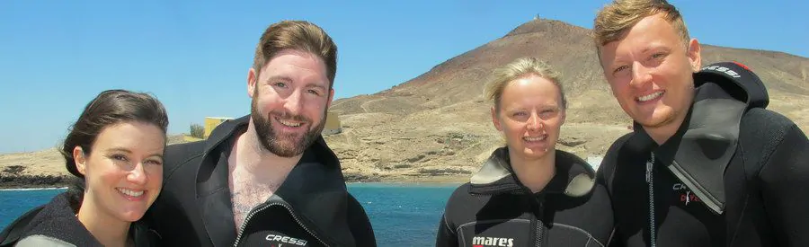 Couples try scuba diving in the Canary Islands